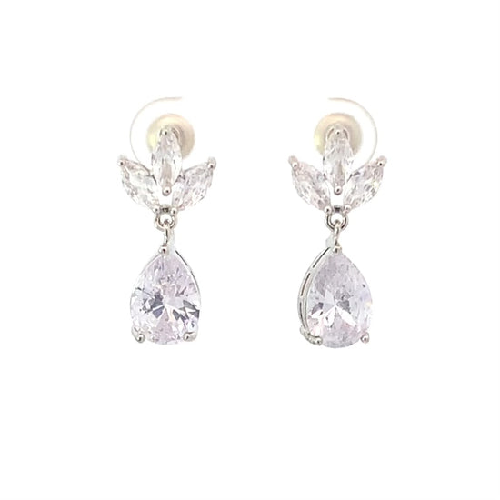 crystal teardrop earrings silver