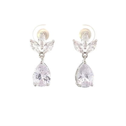 crystal teardrop earrings silver