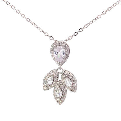 Laurel leaf bridal necklace silver