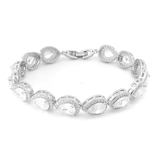 pear shaped bridal bracelet silver