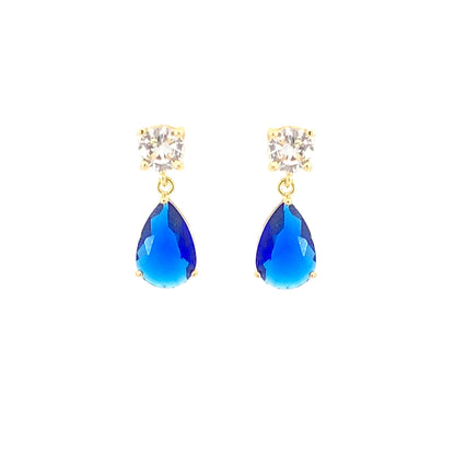 Sapphire birthstone pear drop earrings gold