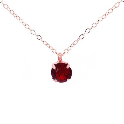 garnet crystal solitaire pendant necklace rose gold