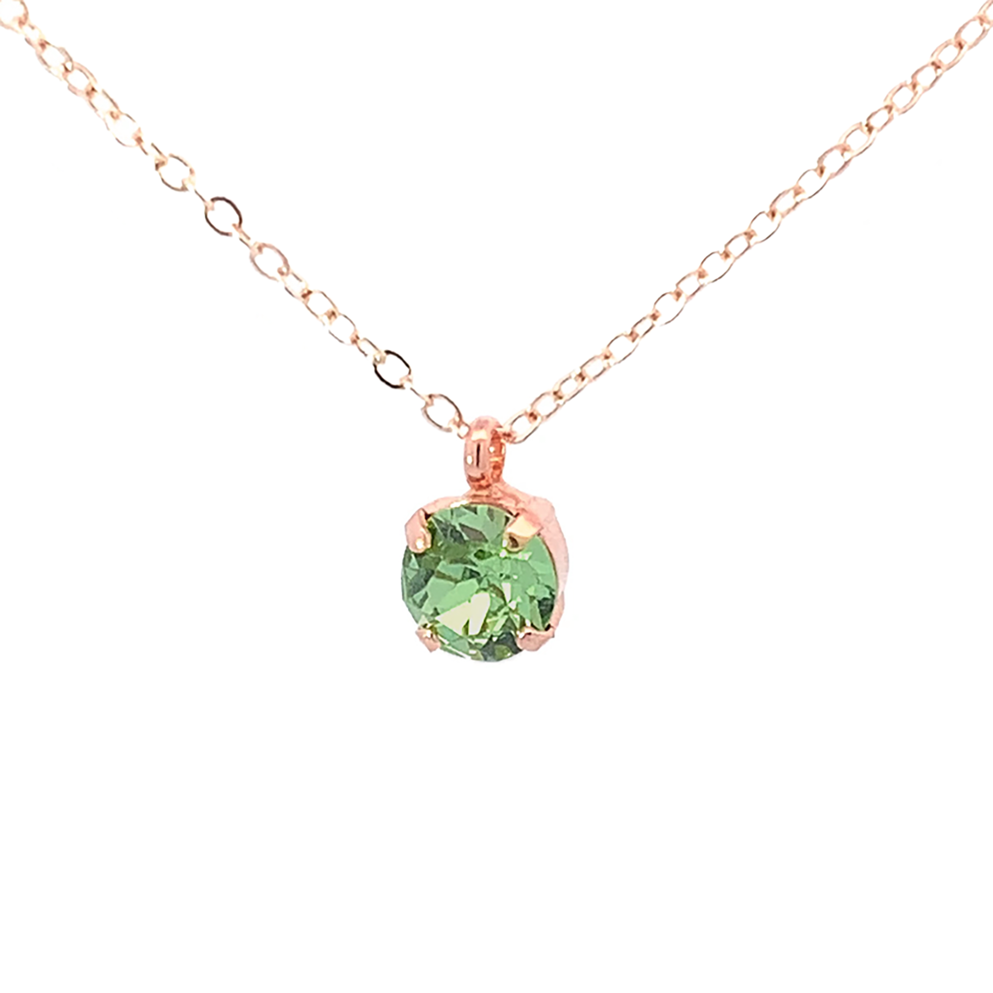peridot crystal solitaire pendant rose gold