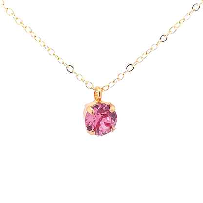 pink tourmaline solitaire pendant necklace gold