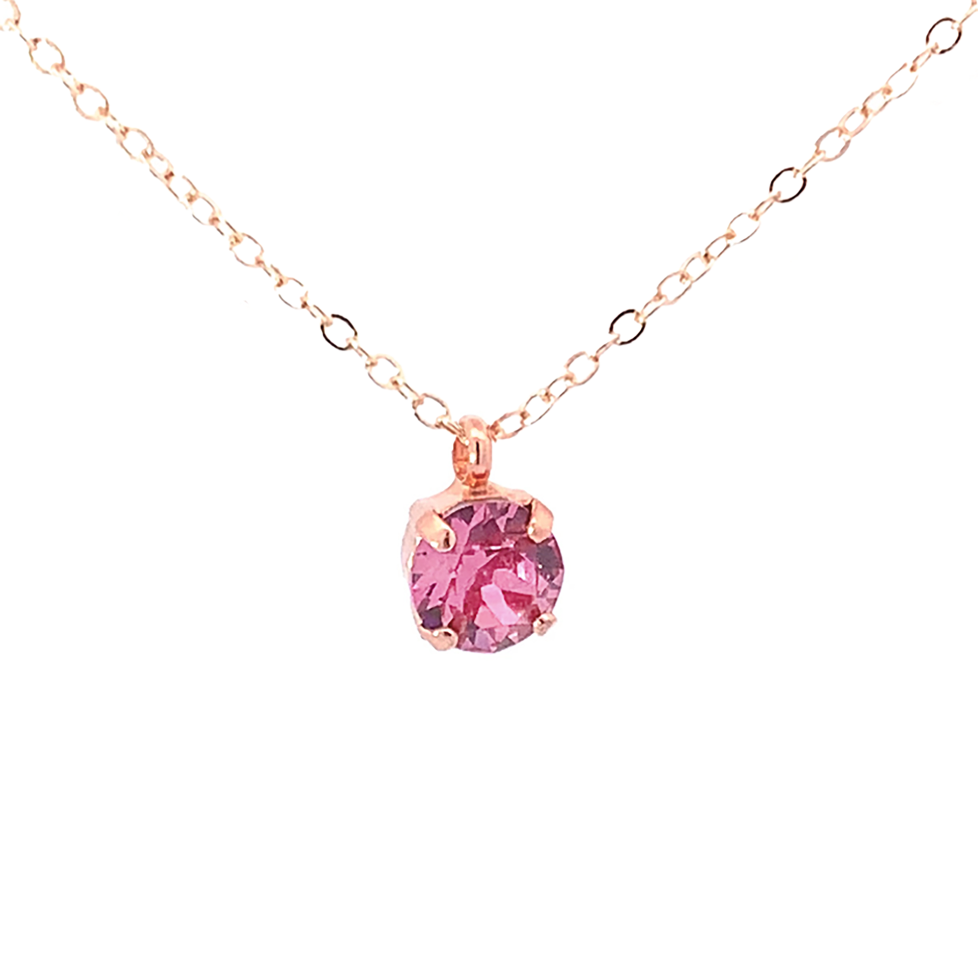 pink tourmaline solitaire pendant necklace rose gold