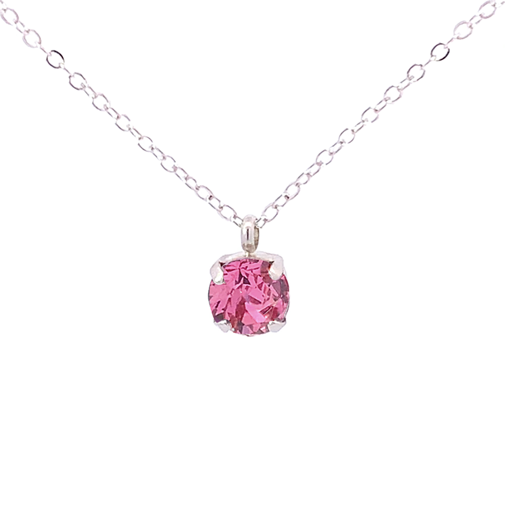 pink tourmaline solitaire pendant necklace silver