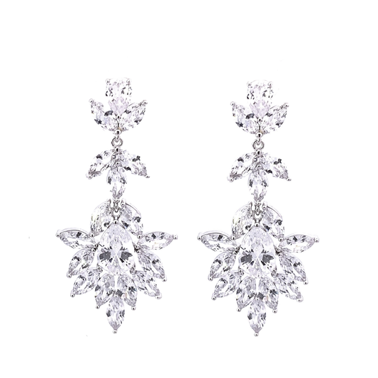 statement chandelier wedding earrings silver