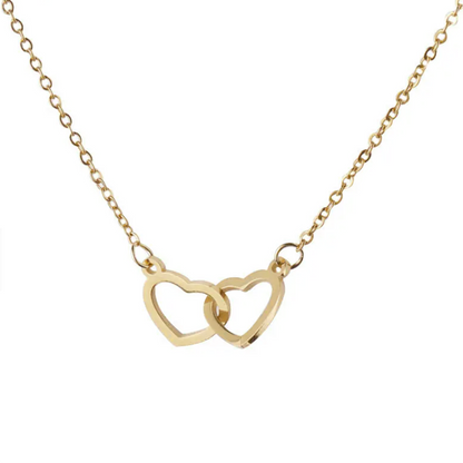 double heart necklace gold