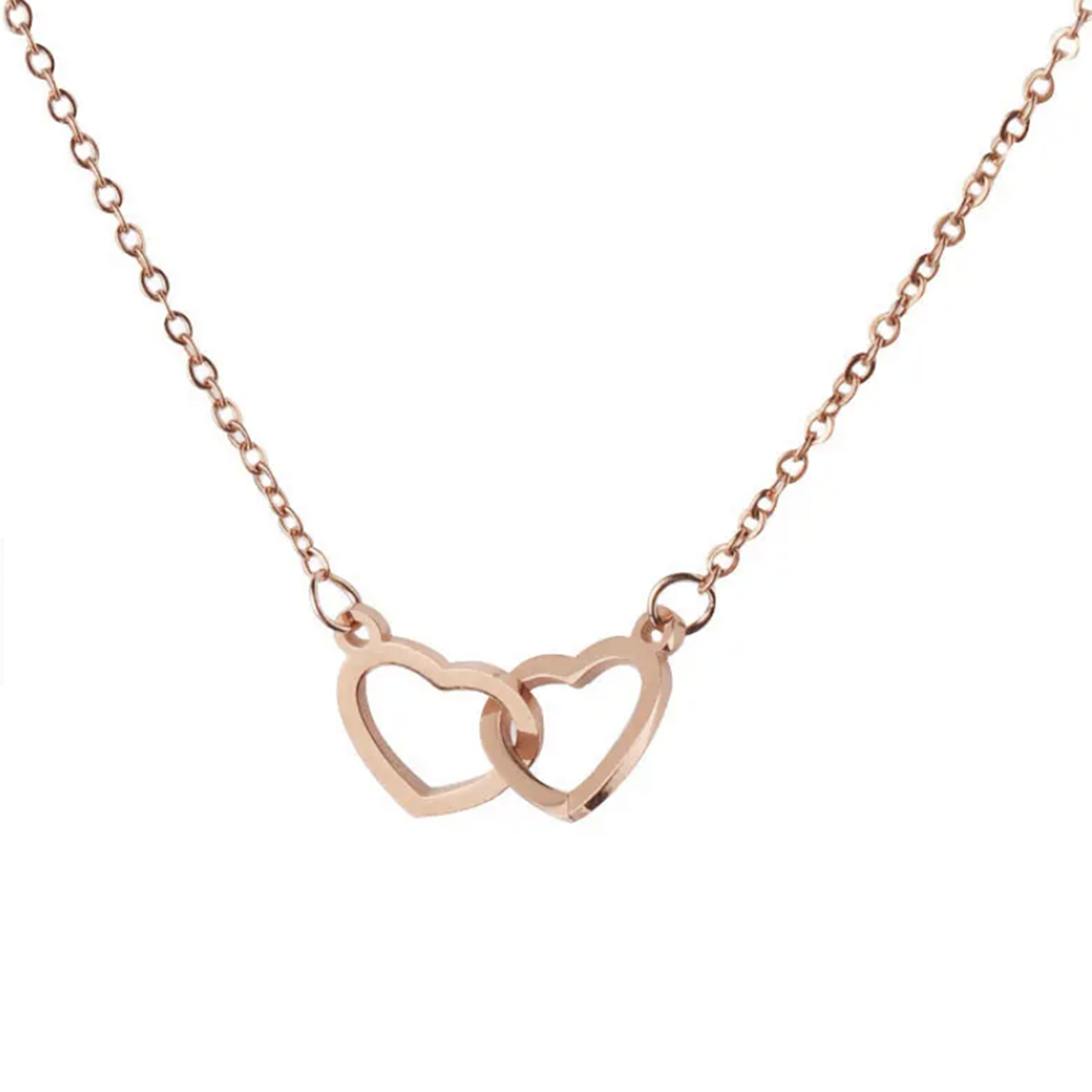 double heart necklace rose gold